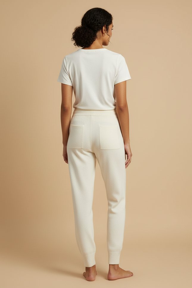 Pantalon Beige Tricoté Ample Doux Cordon Femme - Maille - vue 2