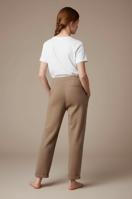 Pantalon Beige Cachemire Tricoté Ample Confortable Fille - Molleton - vue 2