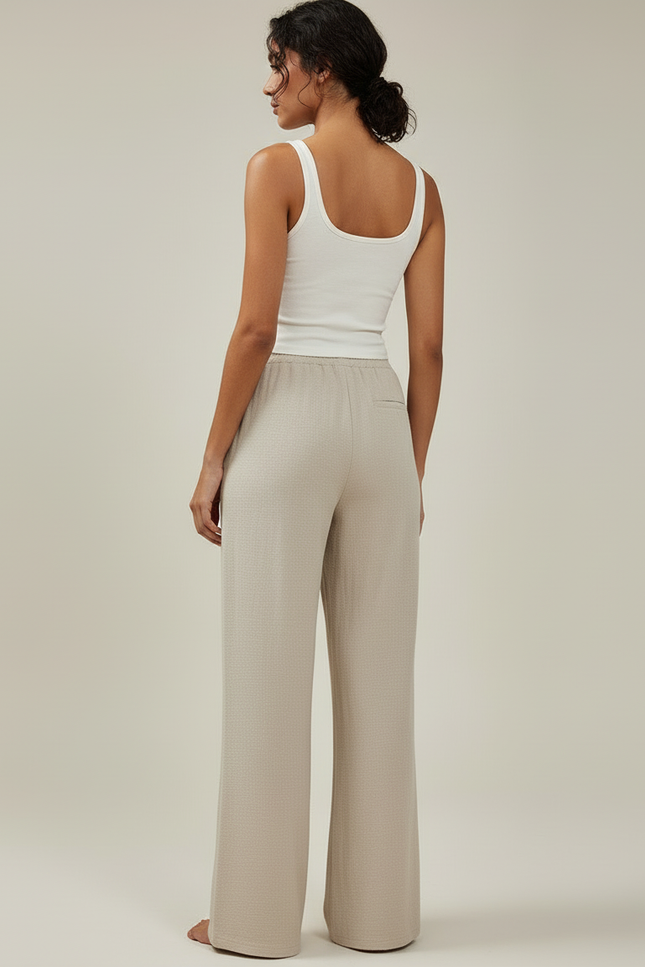 Pantalon Maille Beige Femme - vue 2