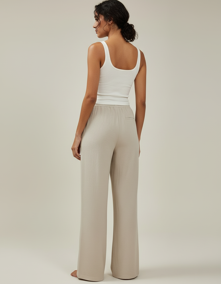 Pantalon Maille Beige Femme - vue 2
