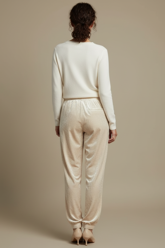Pantalon Beige Velours Ample Décontracté Confortable Femme - vue 2