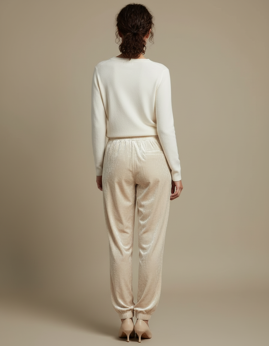Pantalon Beige Velours Ample Décontracté Confortable Femme - vue 2