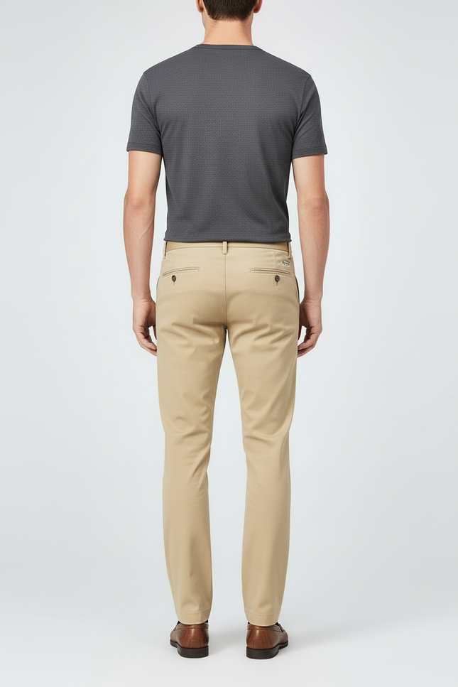 Pantalon Beige Homme Slim Extensible Chino Décontracté - Gabardine - vue 2