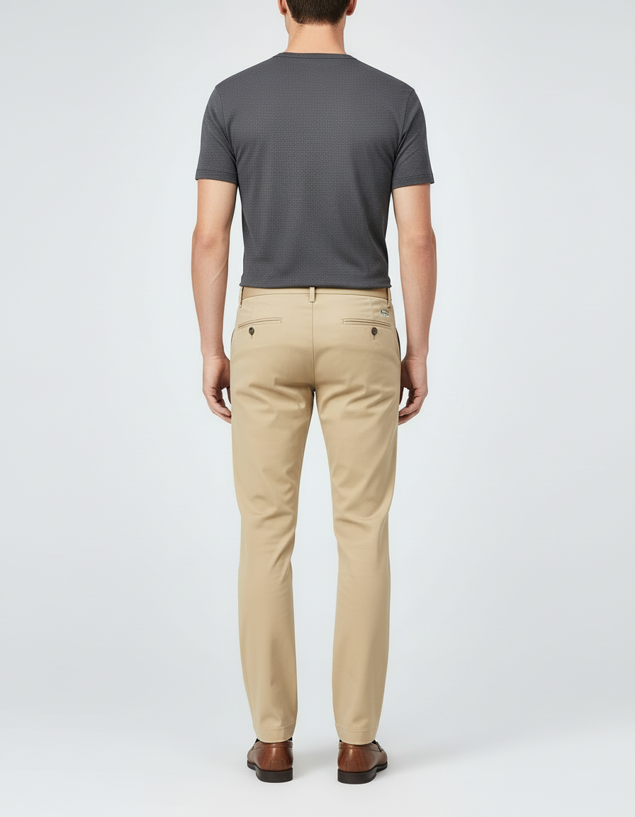 Pantalon Beige Homme Slim Extensible Chino Décontracté - Gabardine - vue 2