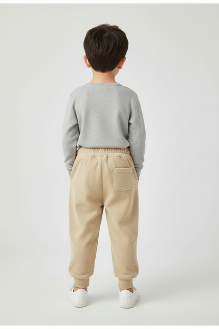 Pantalon Beige Côtelé Polaire Enfant Doux Hiver - Molleton - vue 2