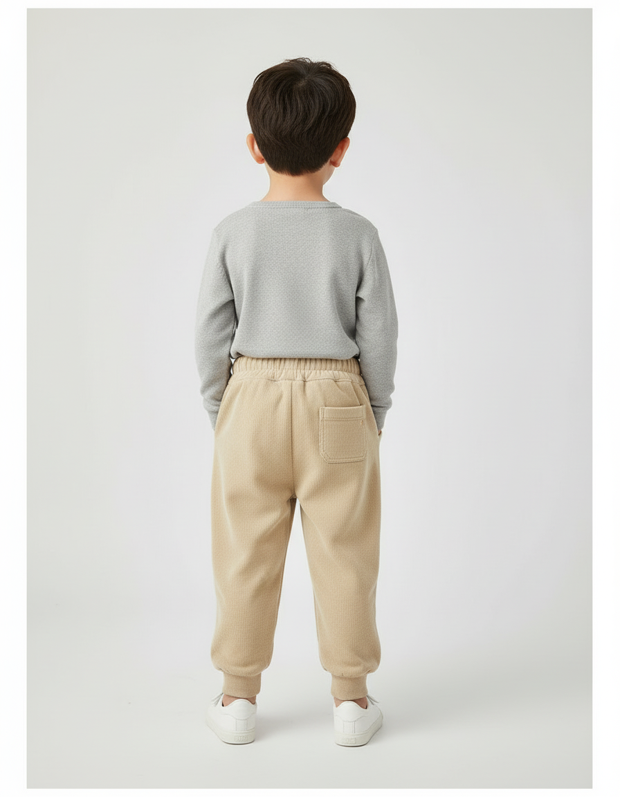 Pantalon Beige Côtelé Polaire Enfant Doux Hiver - Molleton - vue 2