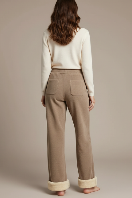 Pantalon Beige Doublé Polaire Ample Confortable Chaud - Cordé - vue 2