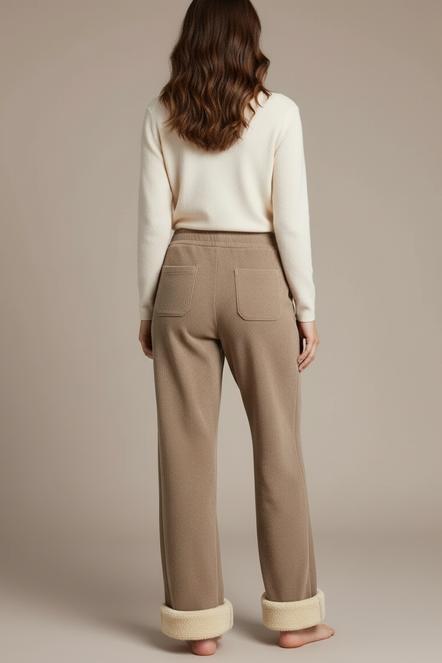 Pantalon Beige Doublé Polaire Ample Confortable Chaud - Cordé - vue 2