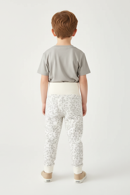 Pantalon Beige Floral Coton Ample Confortable Enfant - Molleton - vue 2