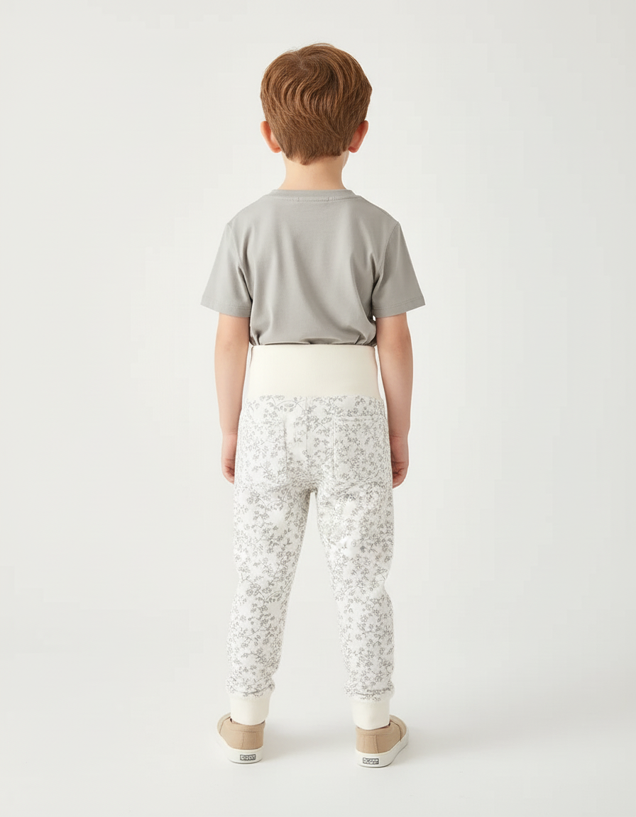 Pantalon Beige Floral Coton Ample Confortable Enfant - Molleton - vue 2