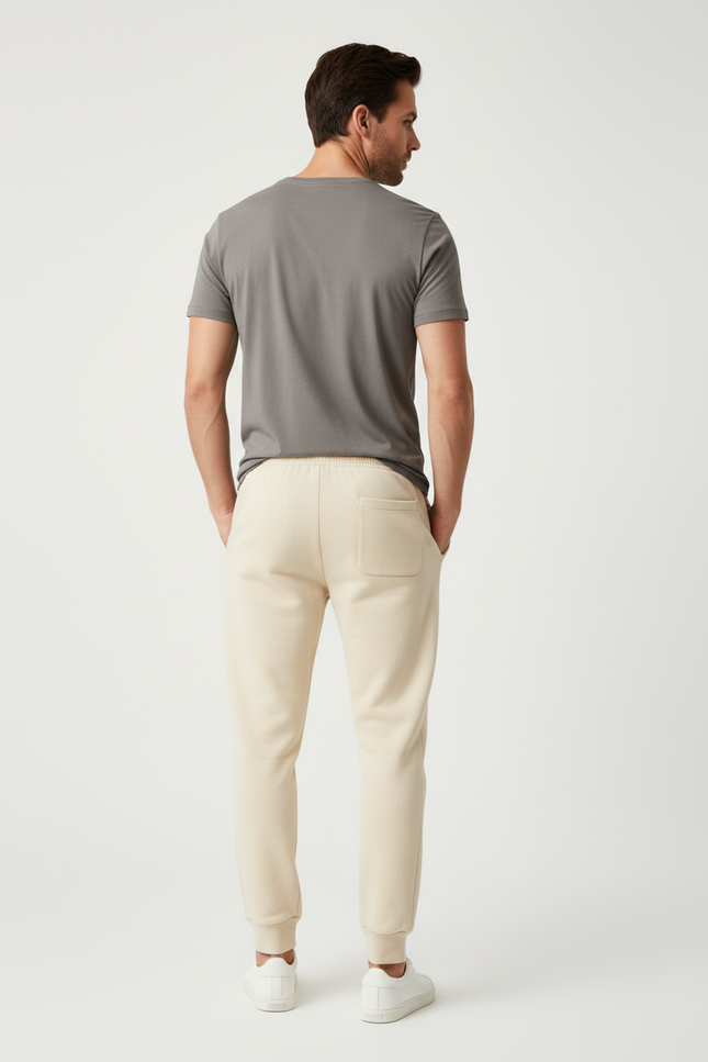 Pantalon Beige Jogging Sport Cordon Imprimé Homme - Molleton - vue 2