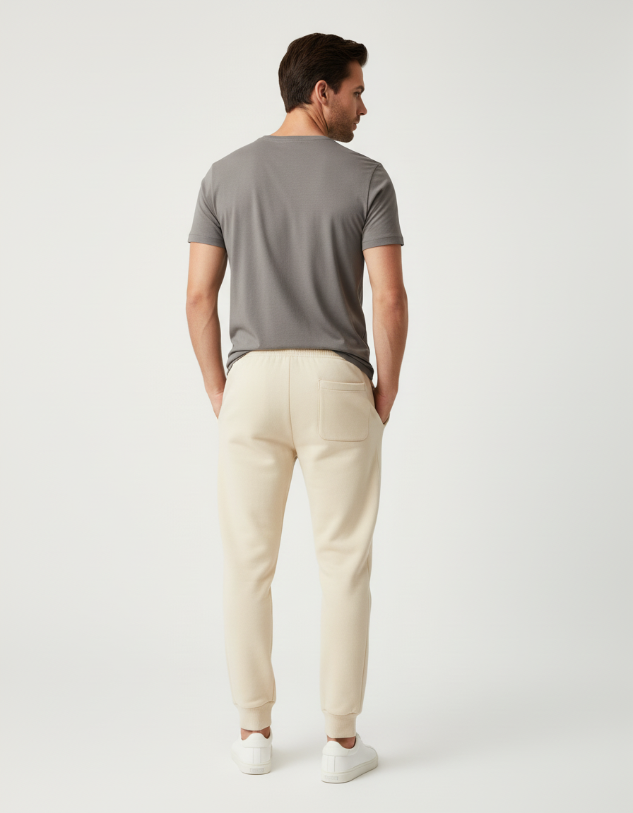 Pantalon Beige Jogging Sport Cordon Imprimé Homme - Molleton - vue 2