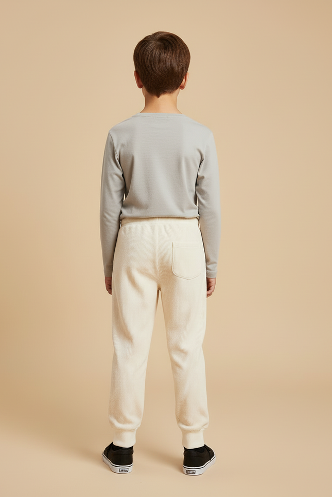 Pantalon Beige Côtelé Ample Confortable Enfant - Cordé - vue 2