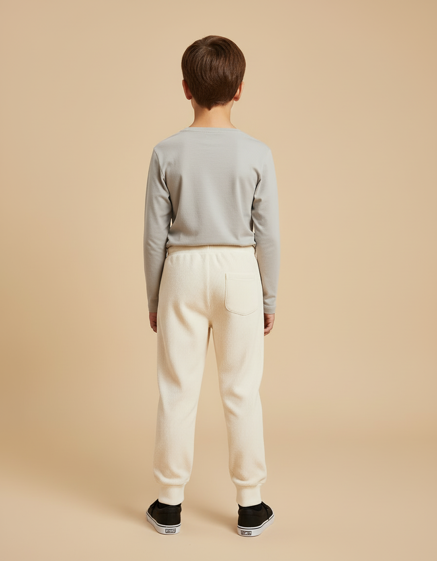 Pantalon Beige Côtelé Ample Confortable Enfant - Cordé - vue 2