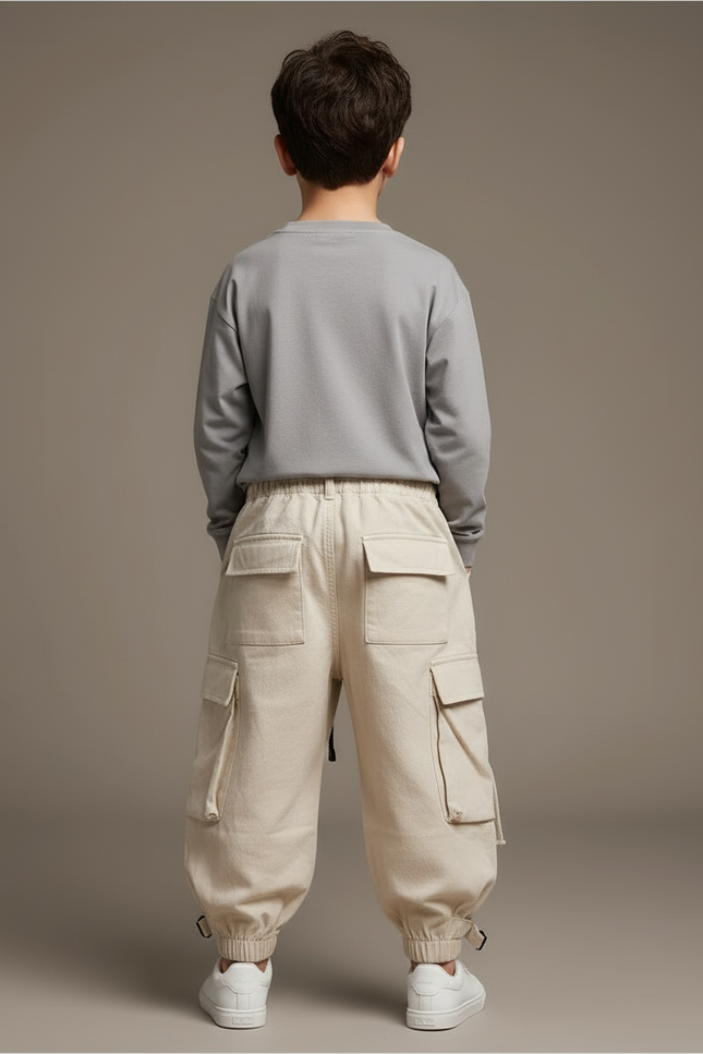 Pantalon Beige Cargo Ample Enfants Garçons Coton - Toile - vue 2