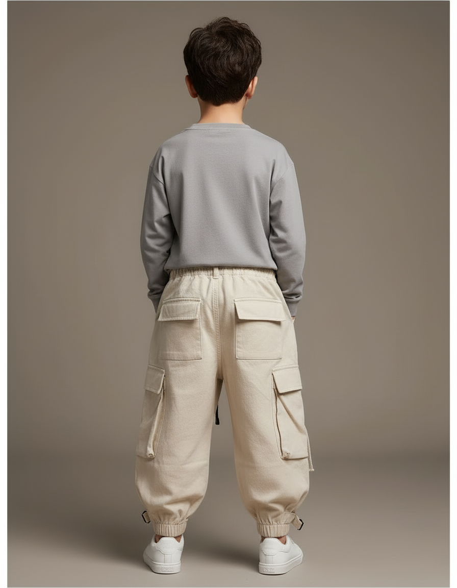 Pantalon Beige Cargo Ample Enfants Garçons Coton - Toile - vue 2