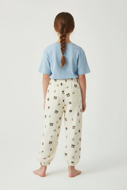 Pantalon Beige Ample Motif Ours Enfant - Molleton - vue 2