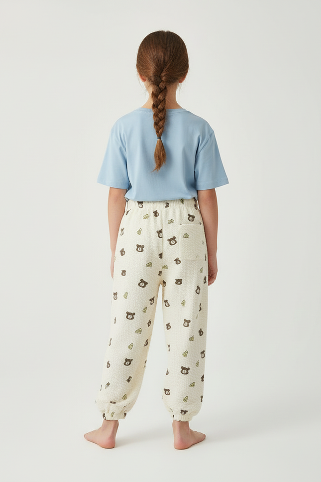Pantalon Beige Ample Motif Ours Enfant - Molleton - vue 2