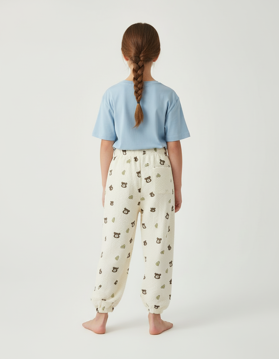Pantalon Beige Ample Motif Ours Enfant - Molleton - vue 2