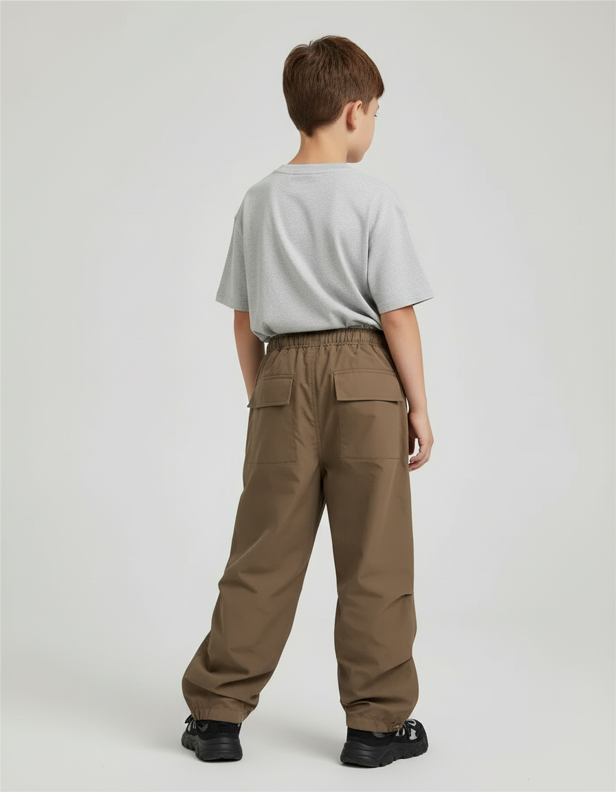 Pantalon Beige Cargo Ample Multipoches Garçon - Kaki Polyester - vue 2
