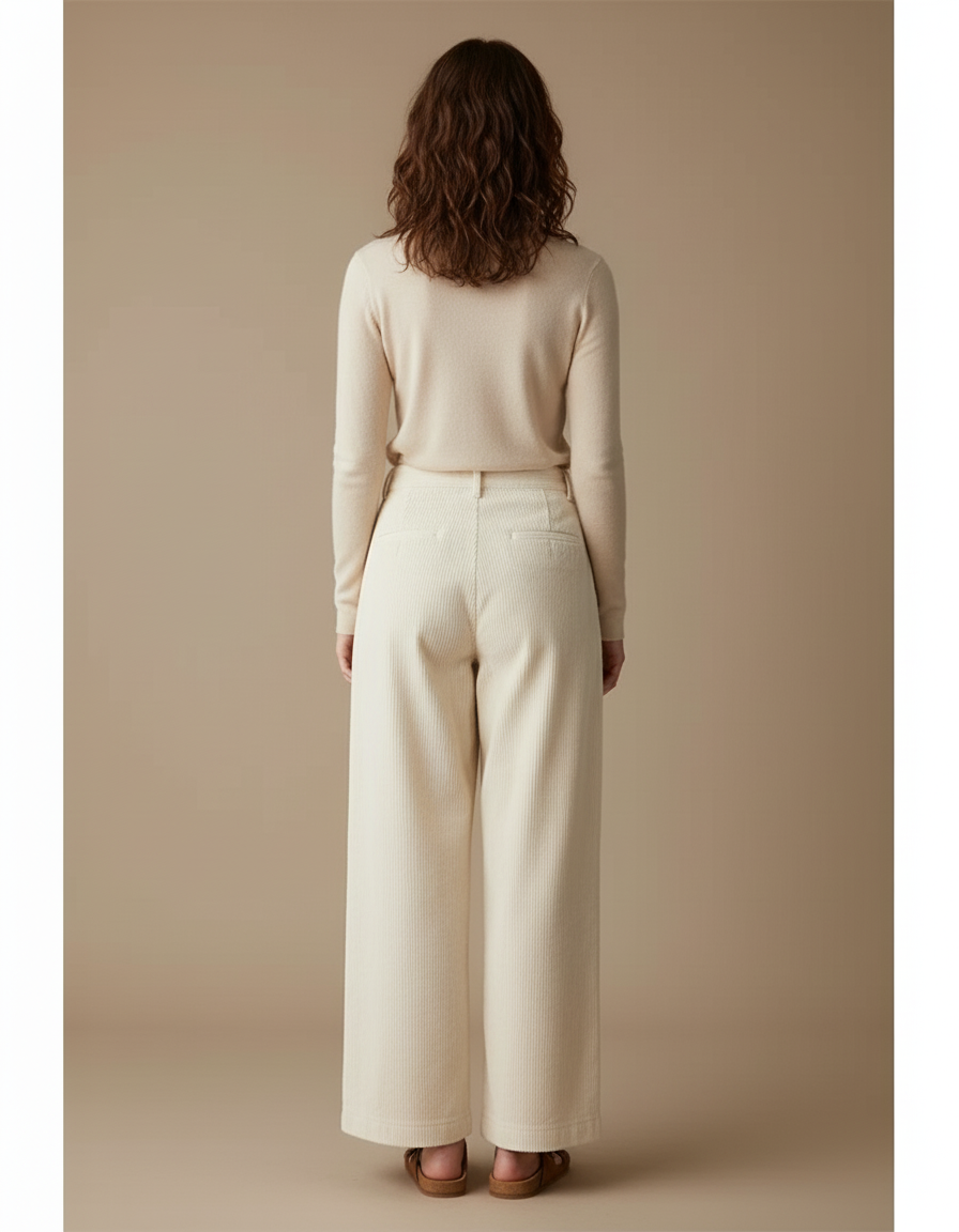 Pantalon Beige 9874 - Cordé - vue 2