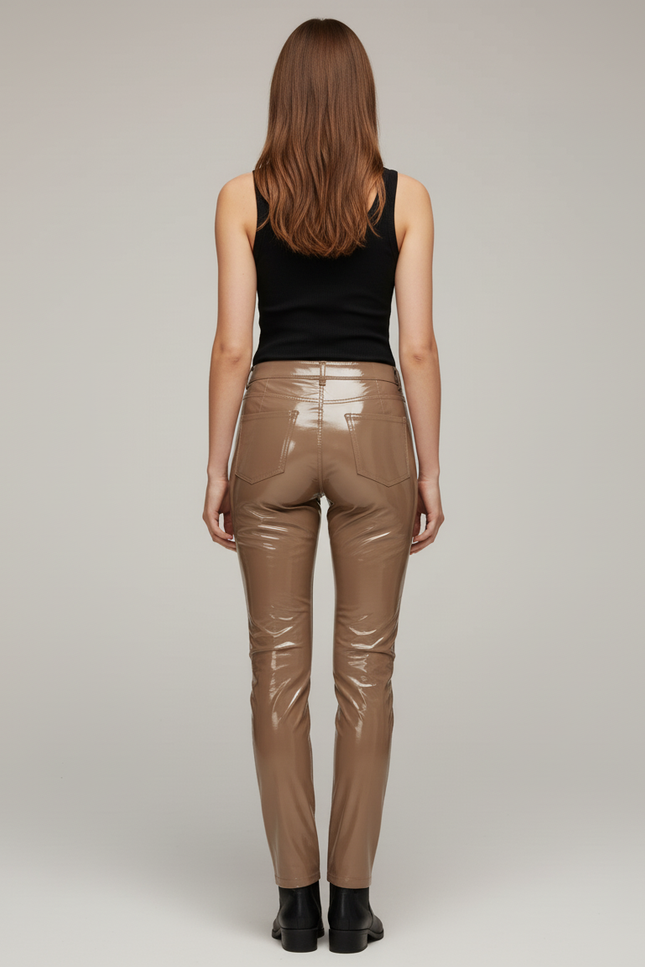 Pantalon Simili Beige Femme - Simili cuir - vue 2