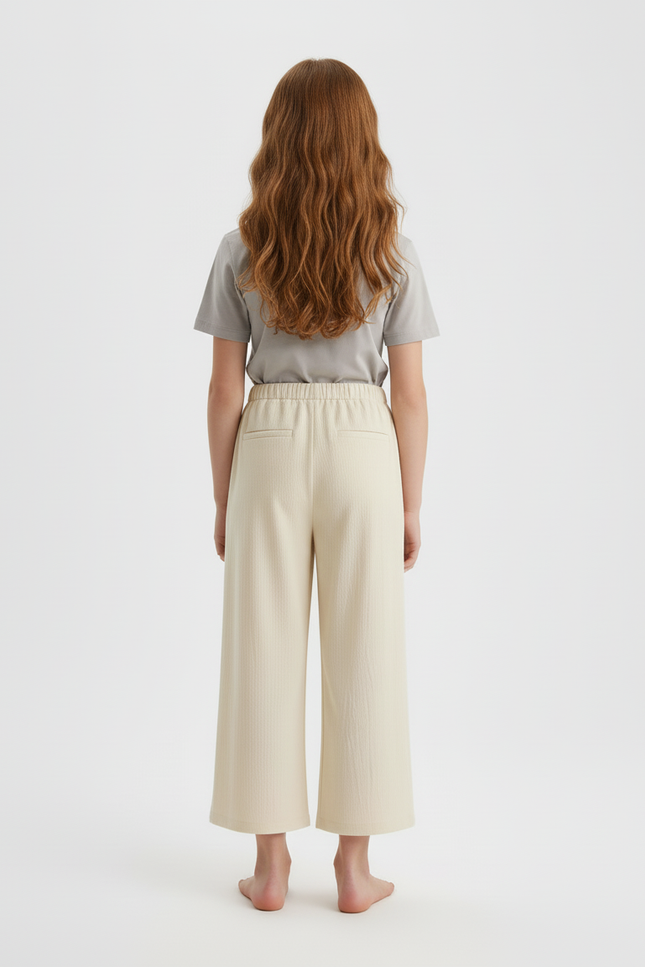 Pantalon Beige Ample Coton Confortable Fille - vue 2