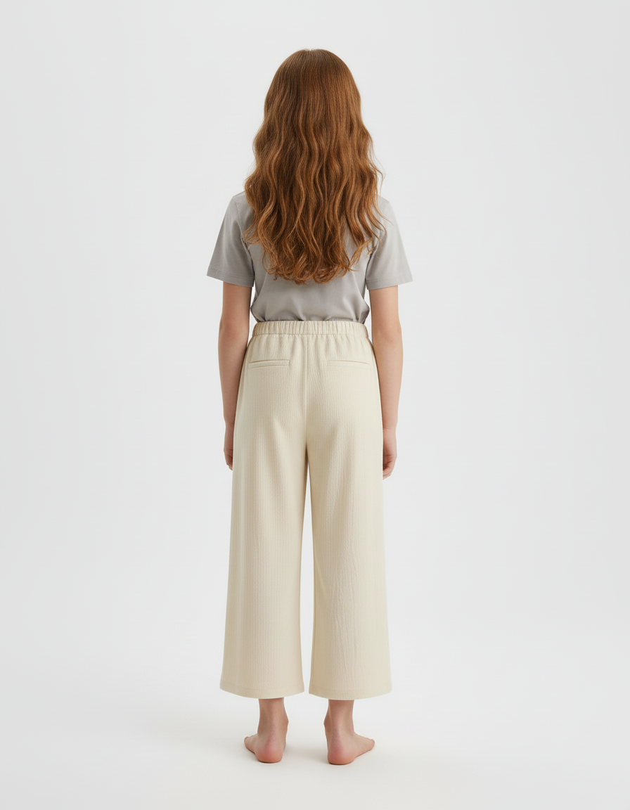 Pantalon Beige Ample Coton Confortable Fille - vue 2