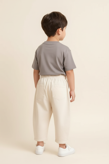 Pantalon Beige Ample Coton Enfant Décontracté - vue 2
