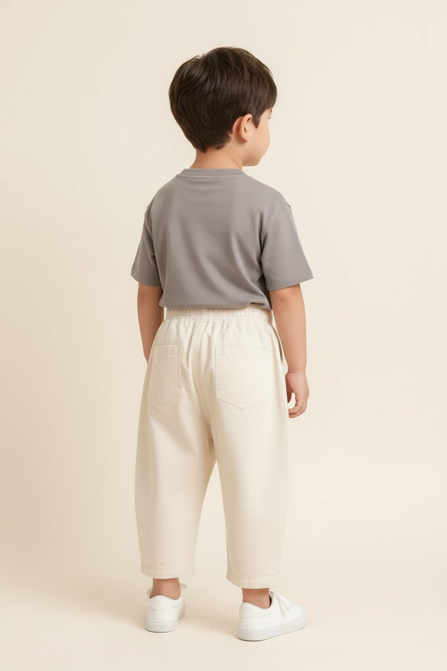 Pantalon Beige Ample Coton Enfant Décontracté - vue 2