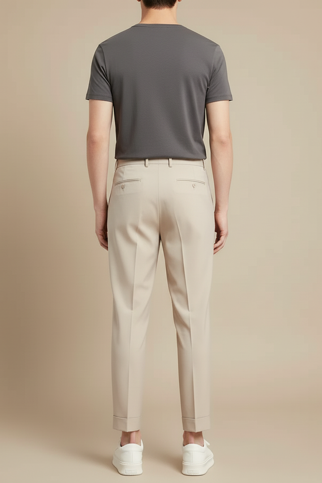 Pantalon Beige Plissé Harem Décontracté Élégant Homme - Gabardine - vue 2