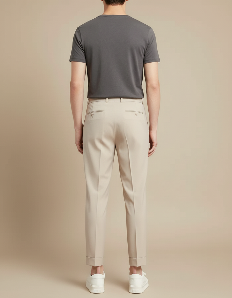 Pantalon Beige Plissé Harem Décontracté Élégant Homme - Gabardine - vue 2