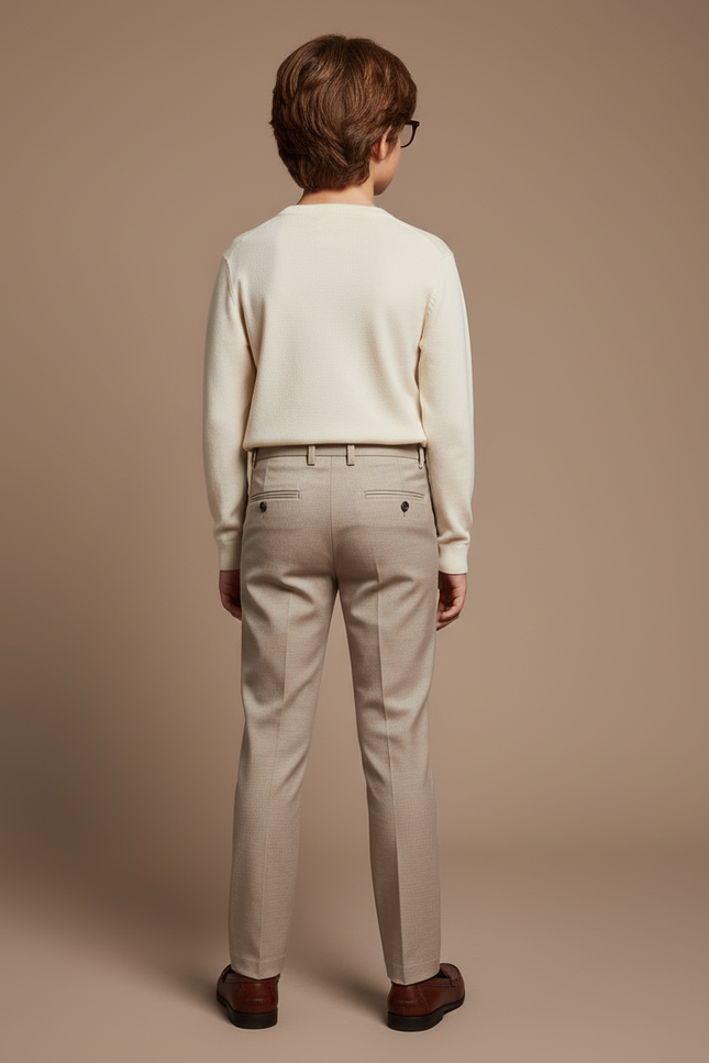 Pantalon Beige Droit Élégant Garçon Classique - Gabardine - vue 2