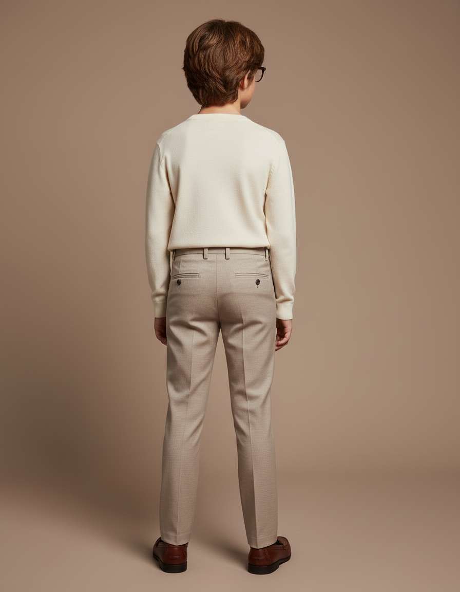 Pantalon Beige Droit Élégant Garçon Classique - Gabardine - vue 2