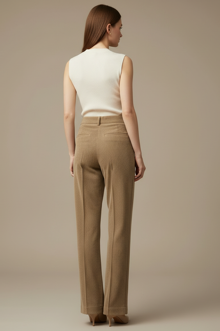 Pantalon Fendu Beige - Cordé - vue 2