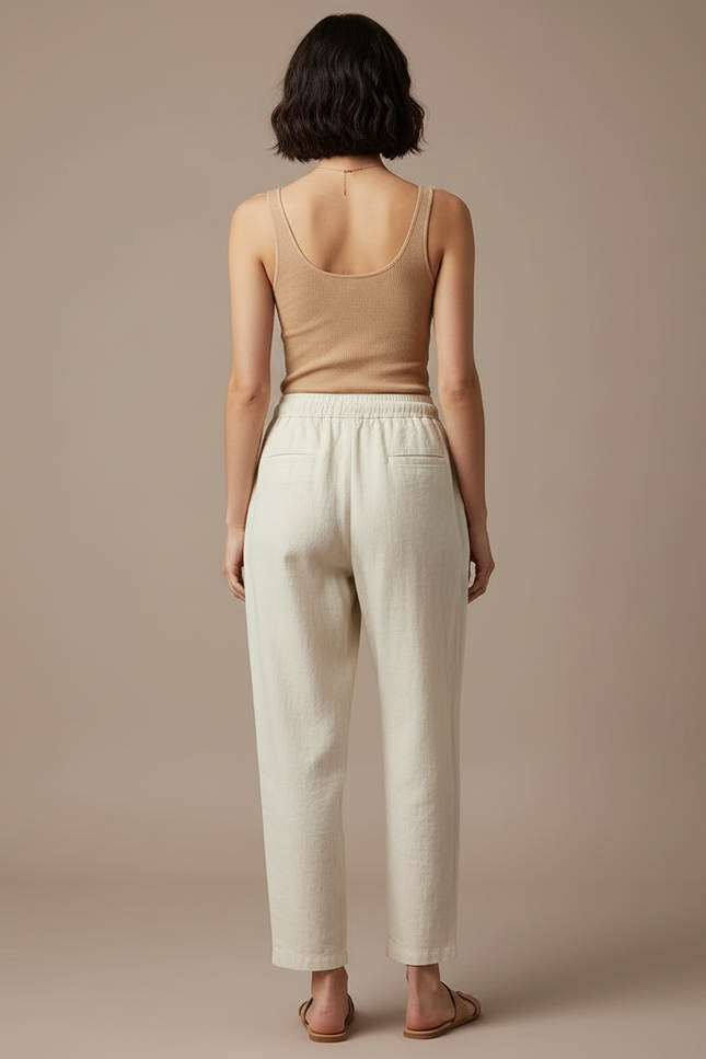 Pantalon Gaze De Coton Femme Beige - vue 2
