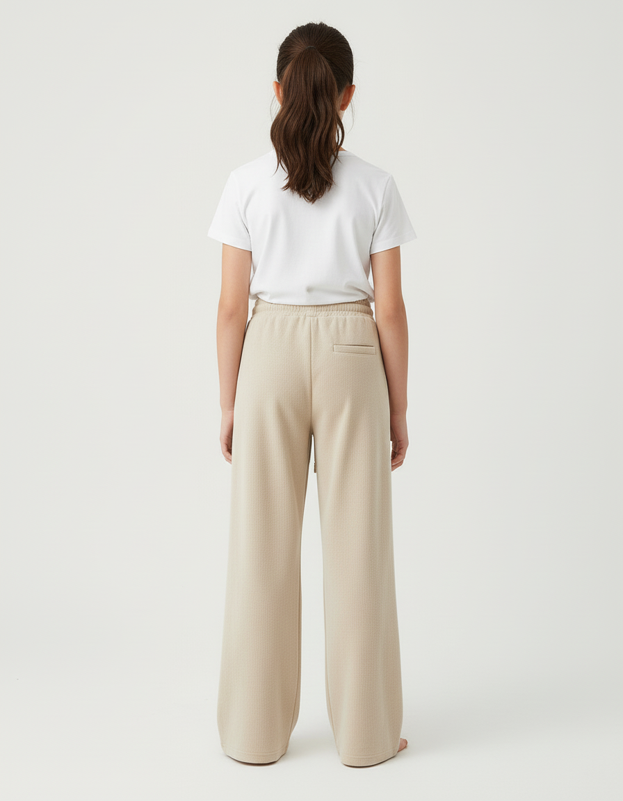 Pantalon Beige Ample Tricoté Confortable Décontracté Fille - Maille - vue 2