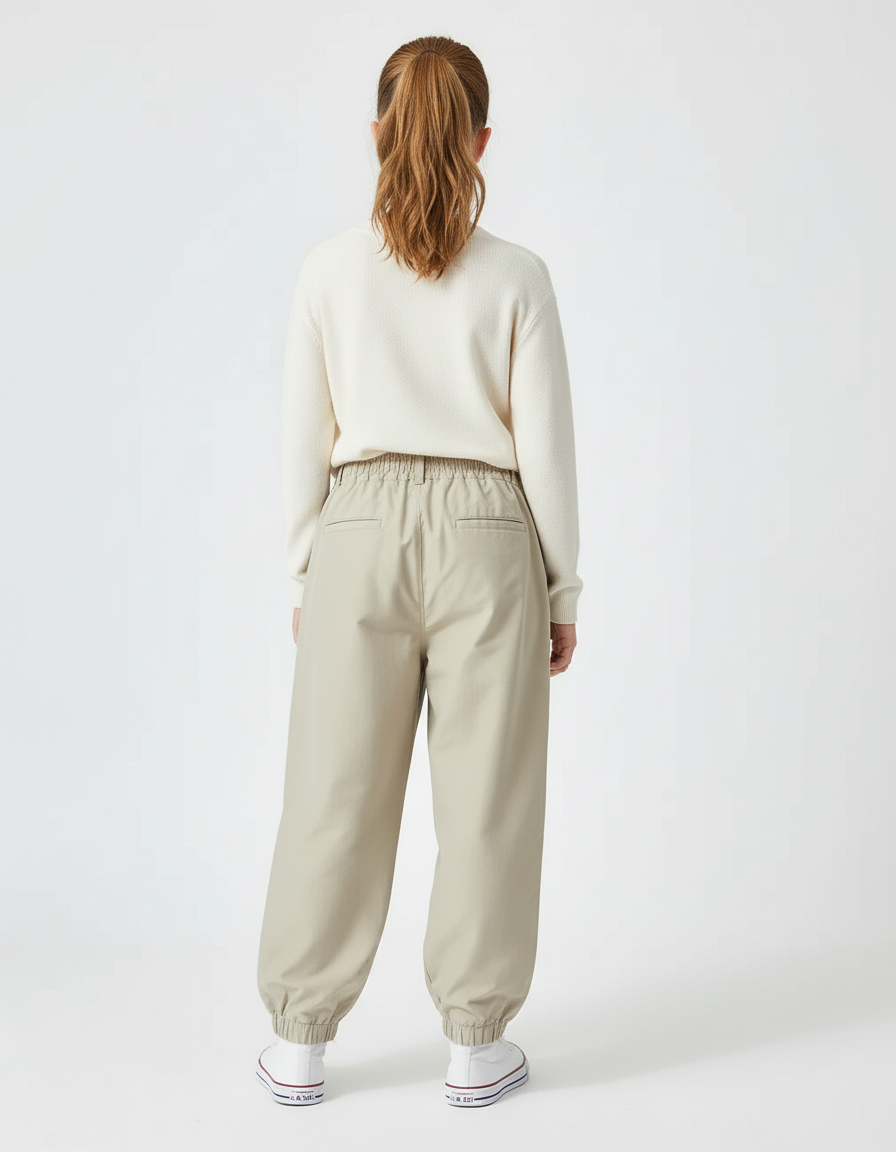 Pantalon Beige Cargo Ample Décontracté Enfant Fille - Gabardine - vue 2