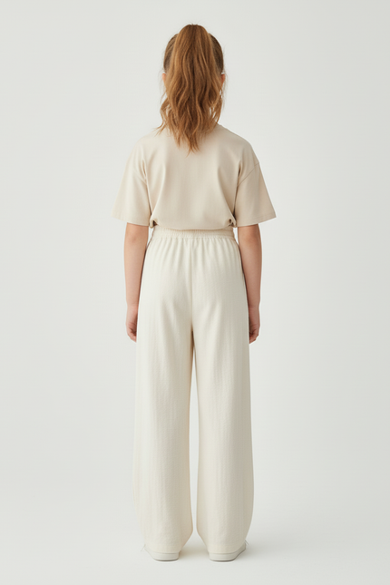 Pantalon Beige Ample Coton Décontracté Fille - vue 2