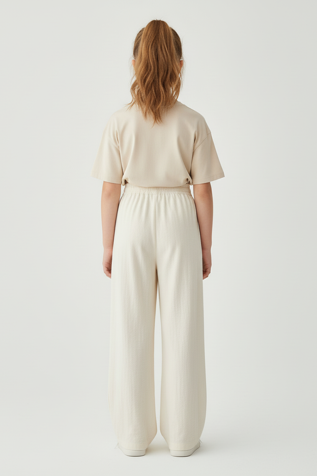 Pantalon Beige Ample Coton Décontracté Fille - vue 2
