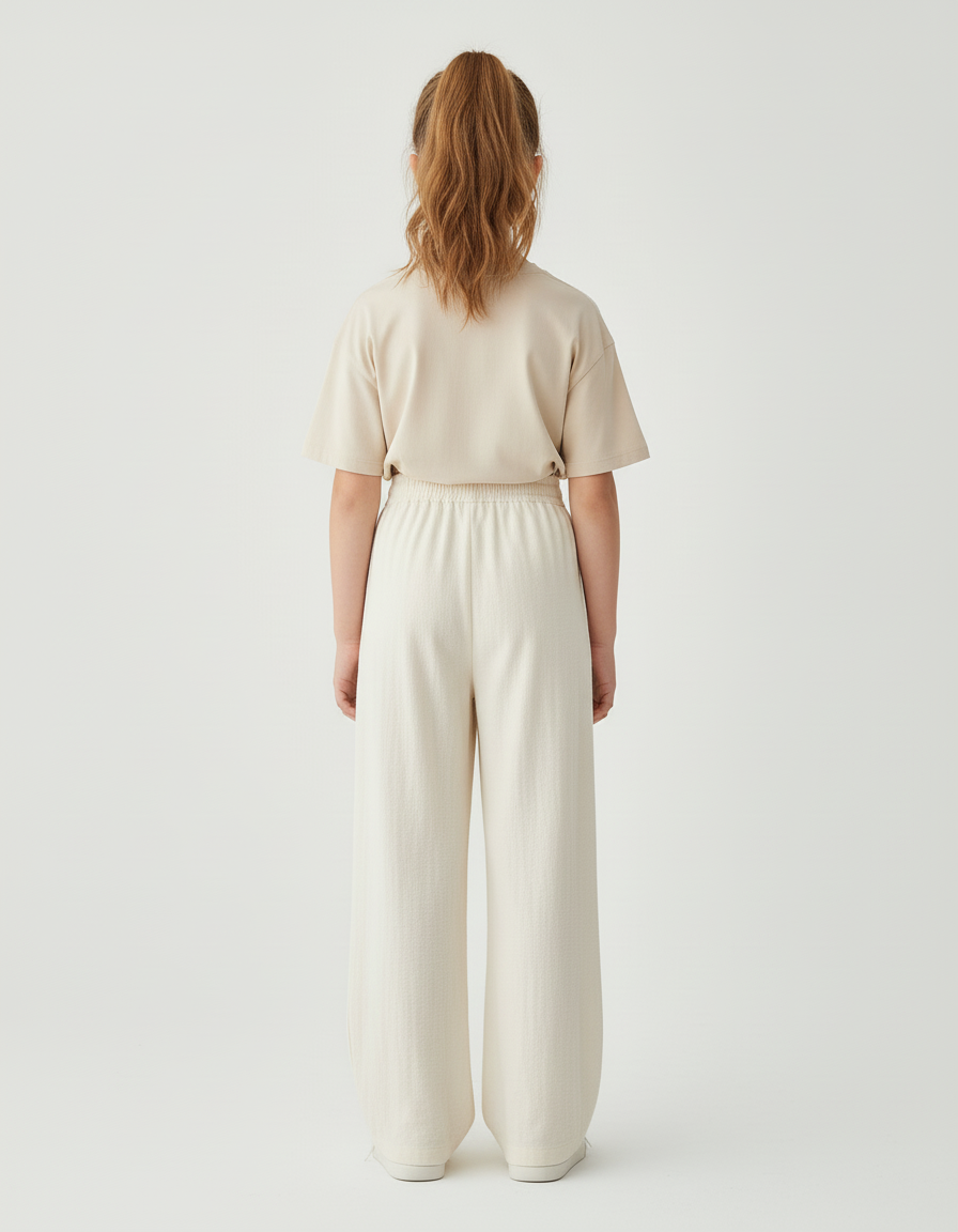 Pantalon Beige Ample Coton Décontracté Fille - vue 2