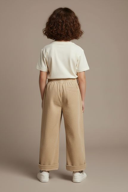 Pantalon Beige Côtelé Droit Enfant Décontracté - Cordé - vue 2