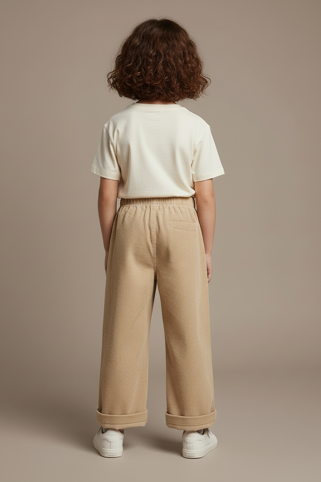 Pantalon Beige Côtelé Droit Enfant Décontracté - Cordé - vue 2