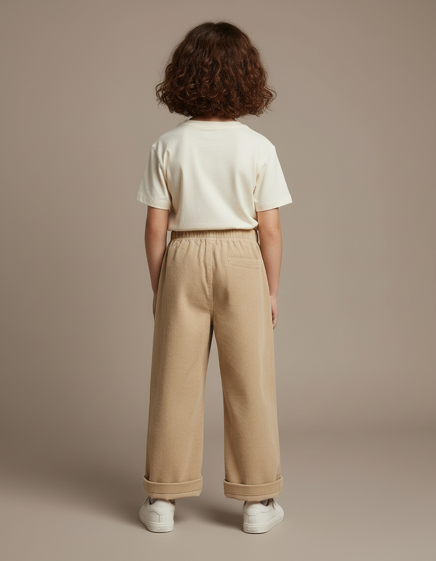 Pantalon Beige Côtelé Droit Enfant Décontracté - Cordé - vue 2