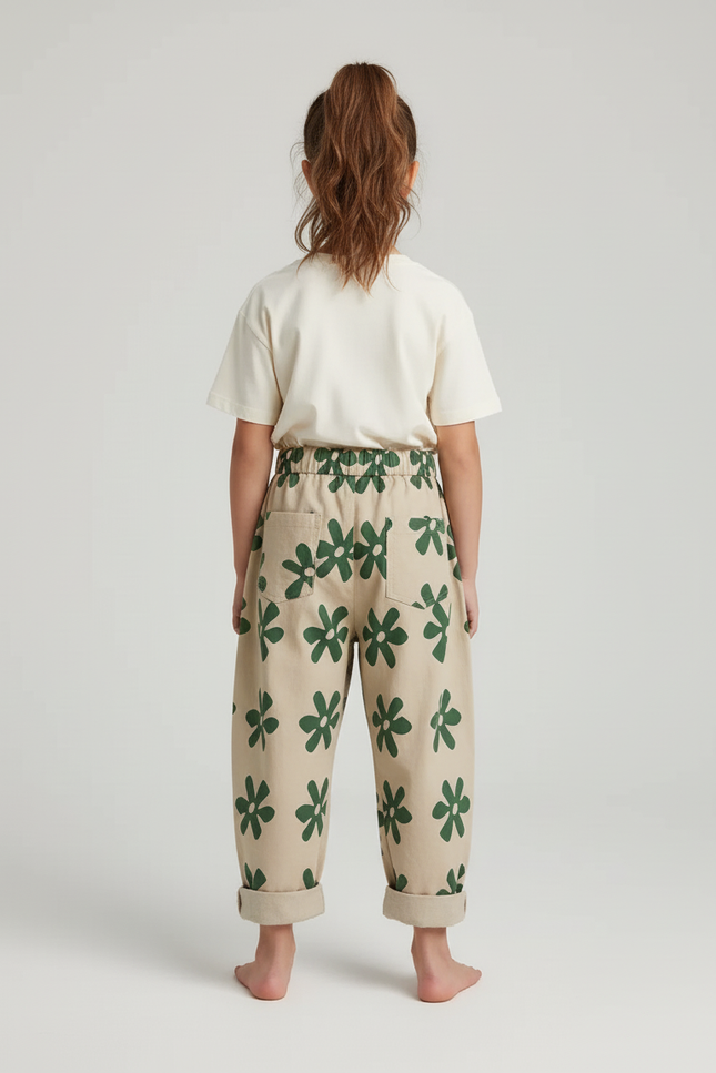Pantalon Beige Imprimé Floral Coton Harem Enfant - vue 2