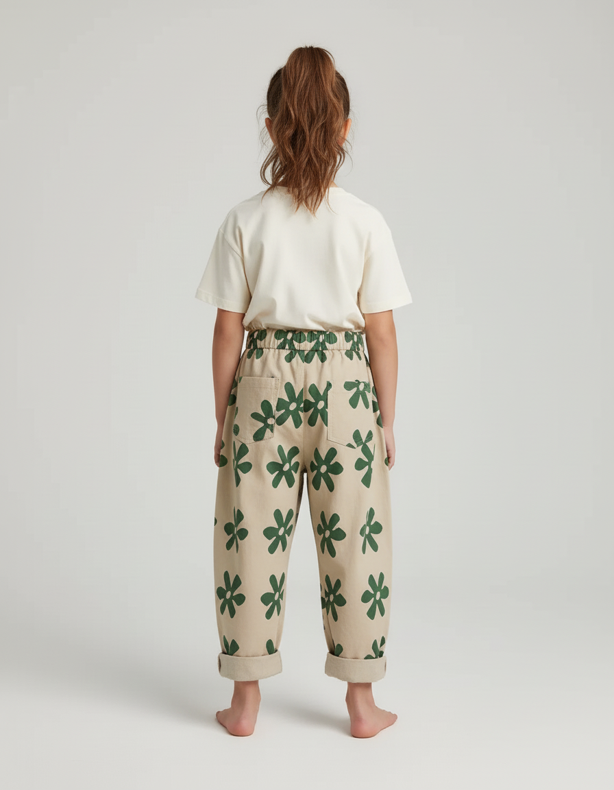 Pantalon Beige Imprimé Floral Coton Harem Enfant - vue 2