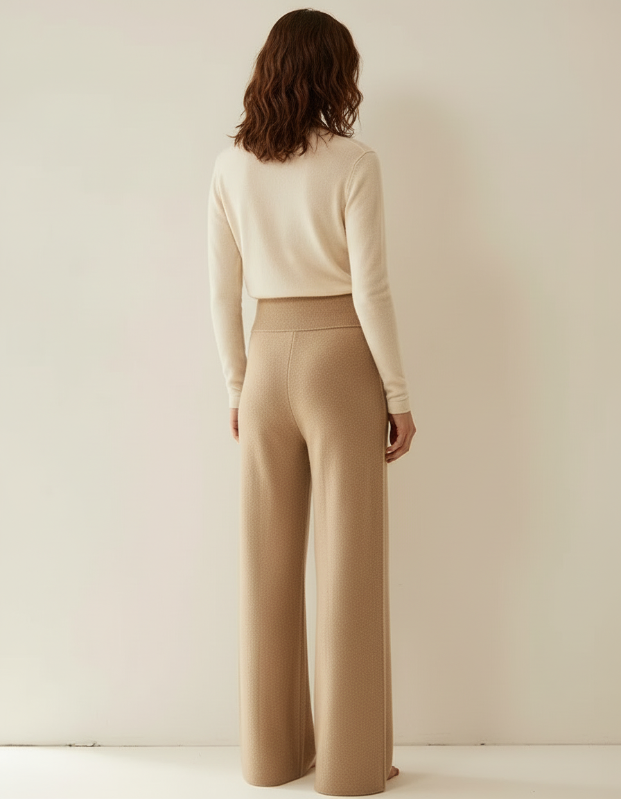 Pantalon Beige Cachemire Ample Confortable Chaud - Laine - vue 2
