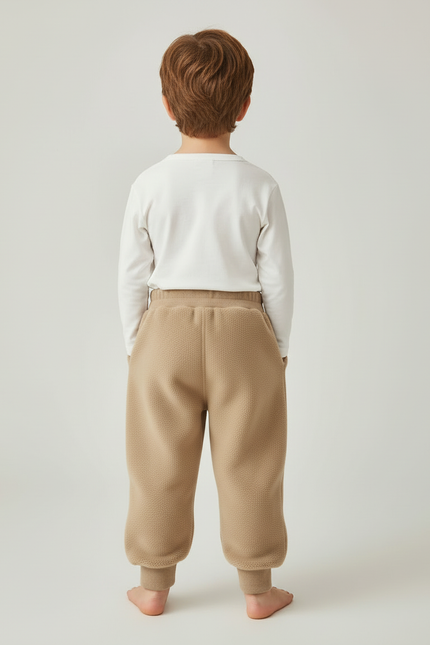 Pantalon Beige Molletonné Épais Chaud Enfant - vue 2
