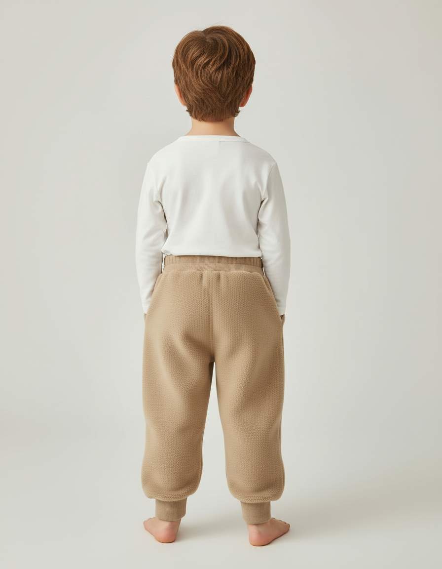 Pantalon Beige Molletonné Épais Chaud Enfant - vue 2