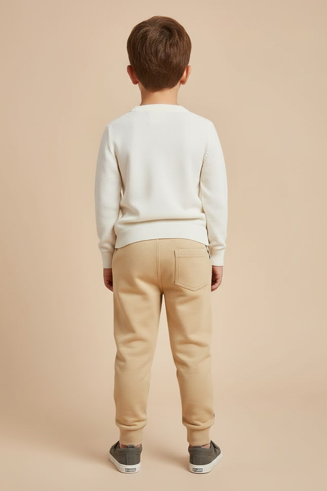Pantalon Beige Enfant Imprimé Véhicules Cordon Sport - Molleton - vue 2